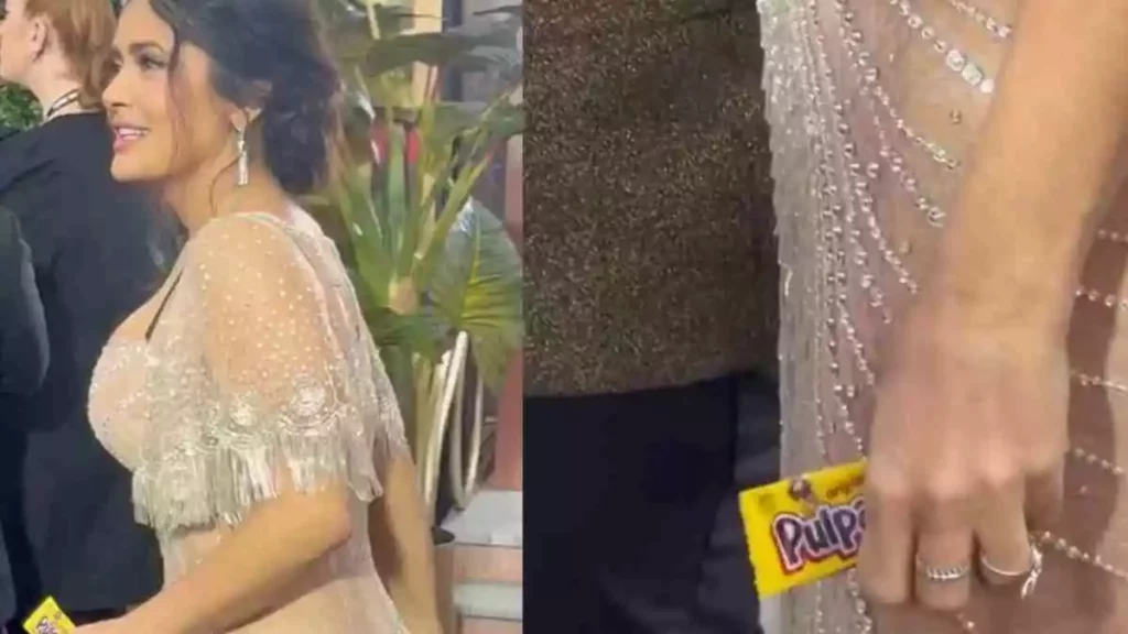 Salma Hayek se presentó con pulparindos y mazapanas en la mano