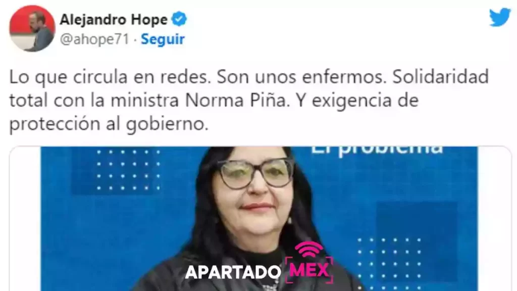 Usuario de Twitter amenazó a la Ministra Norma Piña