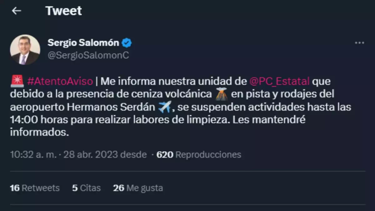 Aeropuerto de Puebla suspendió temporalmente sus actividades para llevar a cabo labores de limpieza