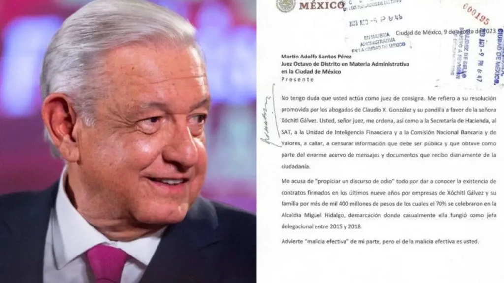 Sr. presidente: "La AMLO acusa en carta a Juez: "Usted actúa con malicia" en el caso Gálvez de expresión no protege los discursos de odio"