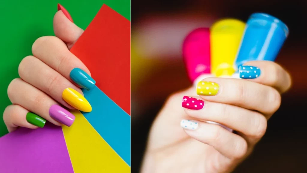 Hay diseños de uñas con colores muy brillantes