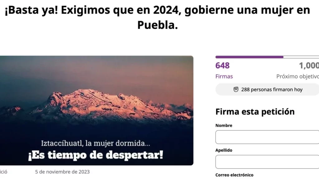 Inician petición en Change.org para pedir que partidos designen mujeres a la gubernatura en Puebla