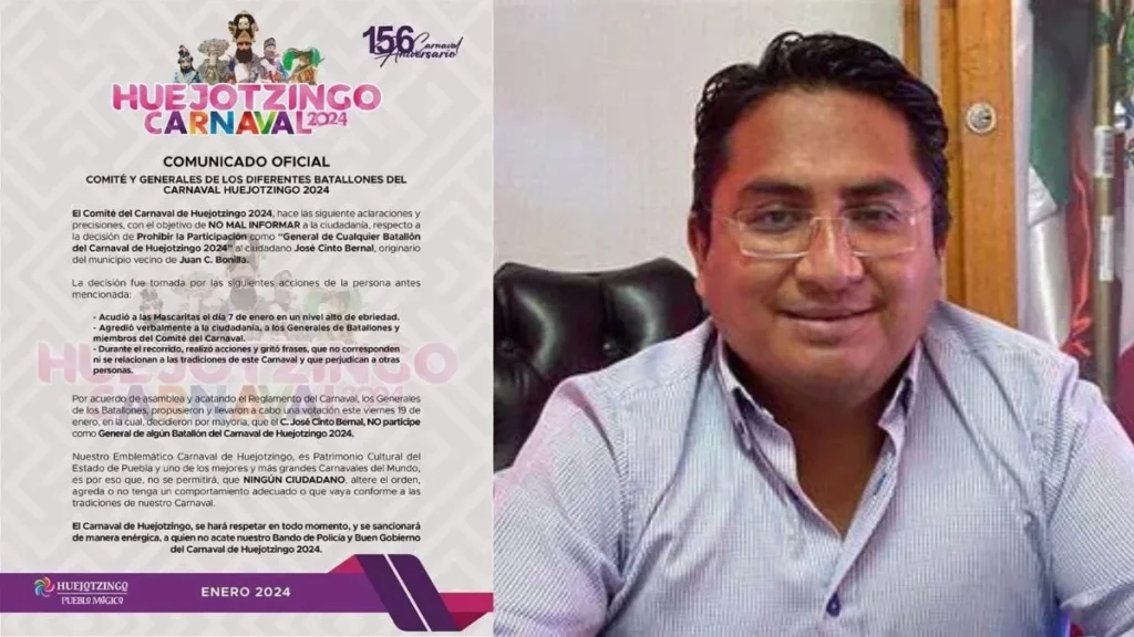 Vetan a alcalde de Juan C. Bonilla de Carnaval de Huejotzingo