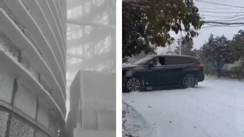 Lluvias heladas en China cubren edificios de hielo