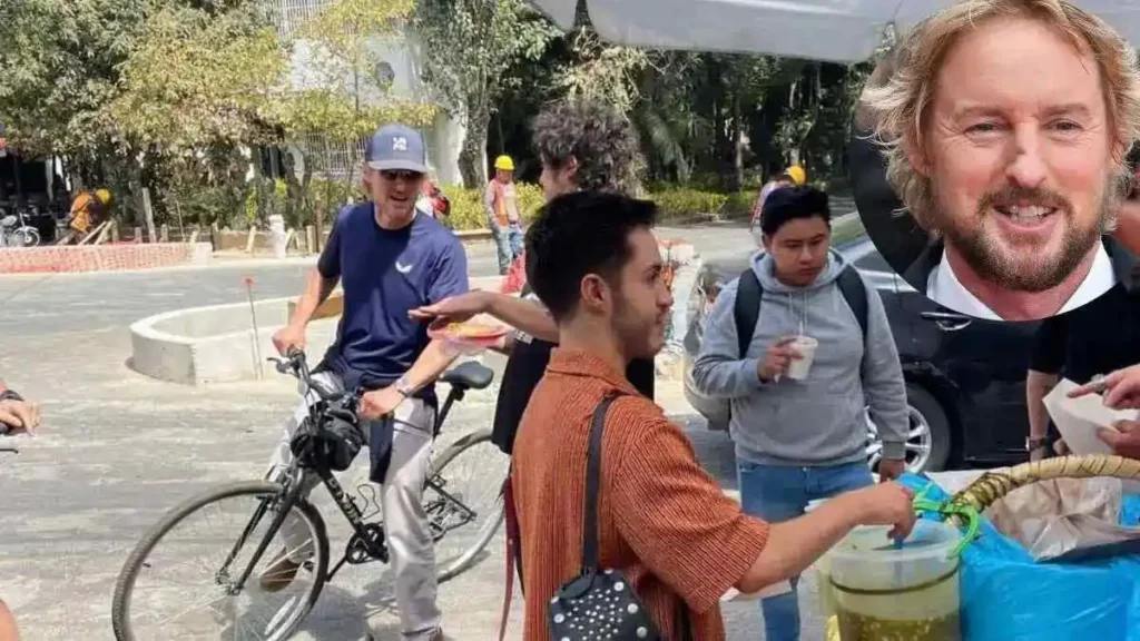 Cachan al famoso actor Owen Wilson disfrutando de tacos de canasta en la CDMX