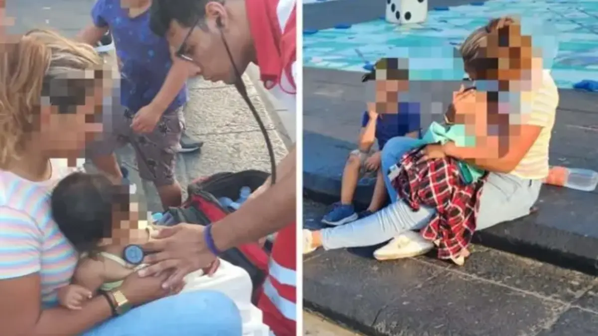 Policías rescataron a bebé que cayó al mar en su carriola en Veracruz