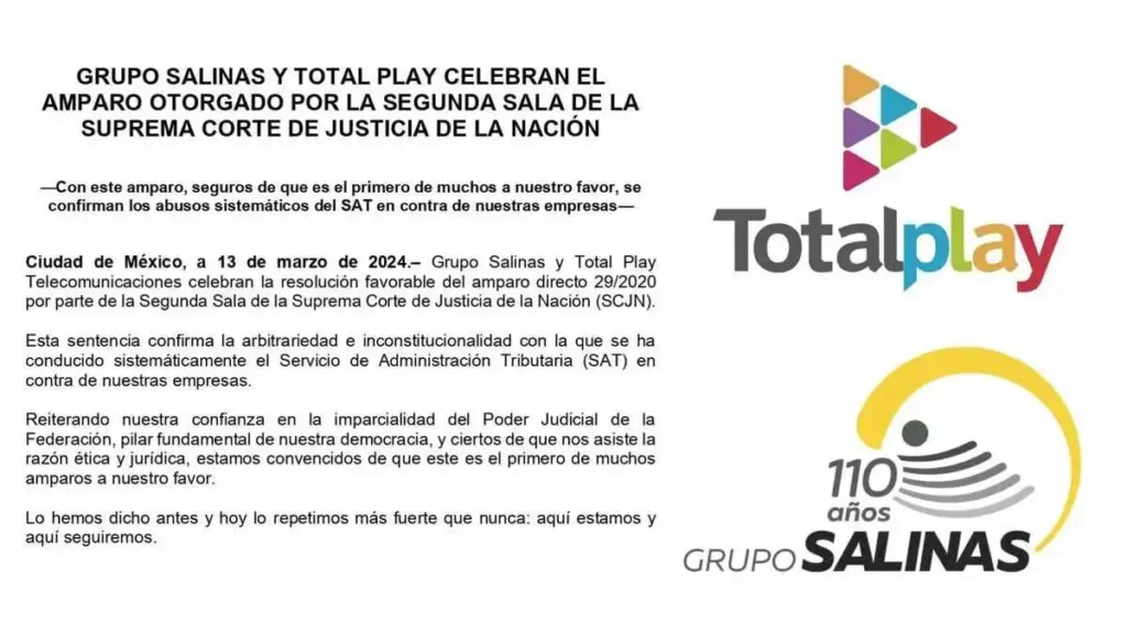 Suprema Corte falla a favor de Total Play en disputa fiscal con el SAT