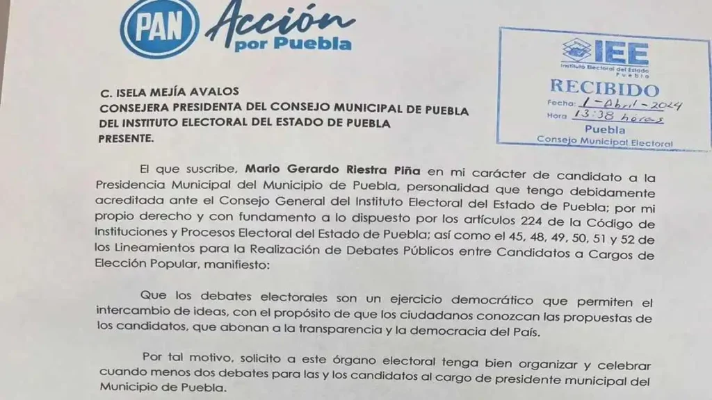 Mario Riestra solicita al IEE realizar dos debates electorales