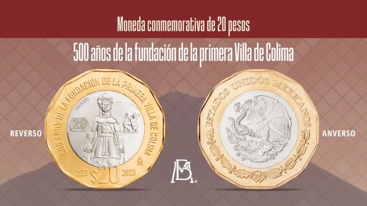 Esta es la moneda de 20 pesos con la que el Banco de México conmemora la fundación de Colima