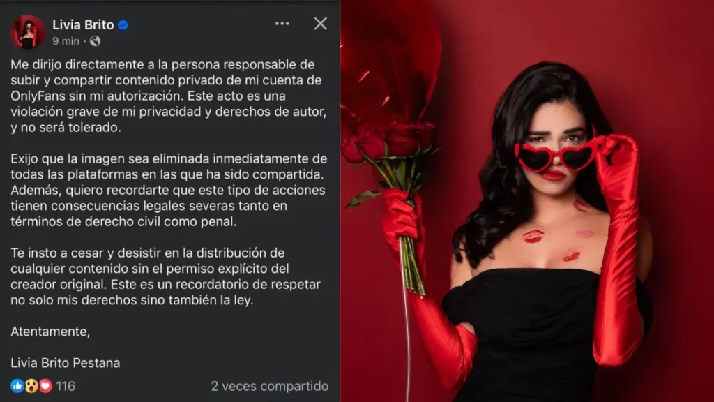 Livia Brito borró esta publicación en Facebook