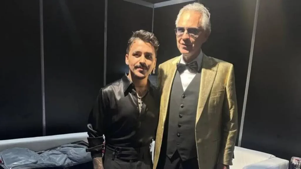 Christian Nodal brilla en concierto de Andrea Bocelli ¡Celebrando 30 años de carrera!