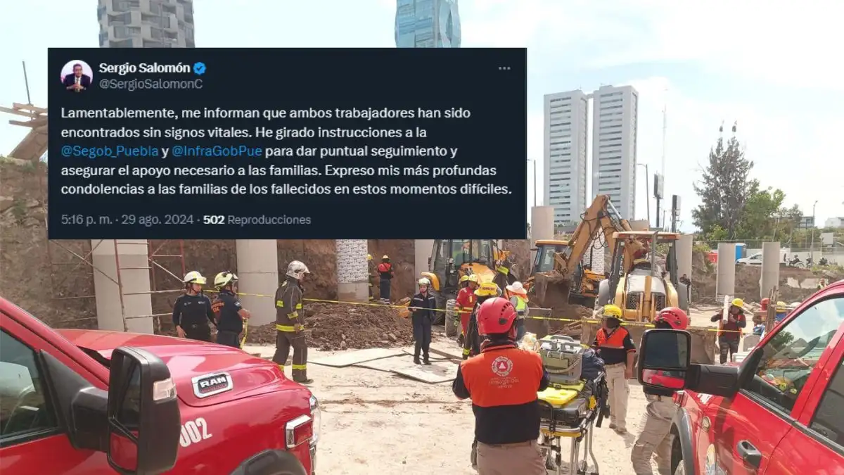 Gobernador de Puebla confirmó la muerte de los dos trabajadores de la construcción atrapados bajo a un alud de tierra en obras de Distribuidor Vial Atlixcáyotl