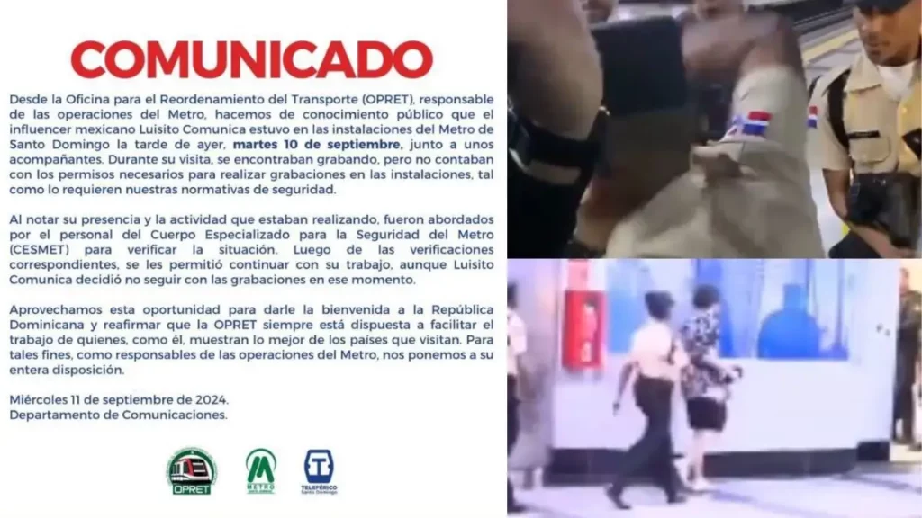 El Departamento de Comunicaciones de Santo Domingo emitió un comunicado tras la detención de Luisito Comunica y Aquaman RD