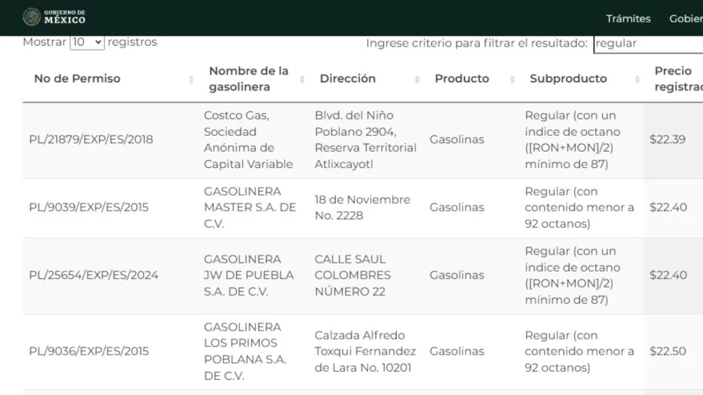 La de Costco es la estación de servicio con el mejor precio en este momento en toda la ciudad de Puebla