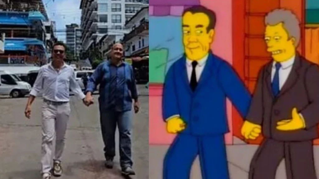 Pablo Lemus y Enrique Alfaro lograron que internautas recordaran una escena de Los Simpson mientras caminaban de la mano por Puerto Vallarta