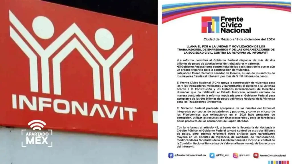 Frente Cívico Nacional se moviliza contra la reforma al Infonavit