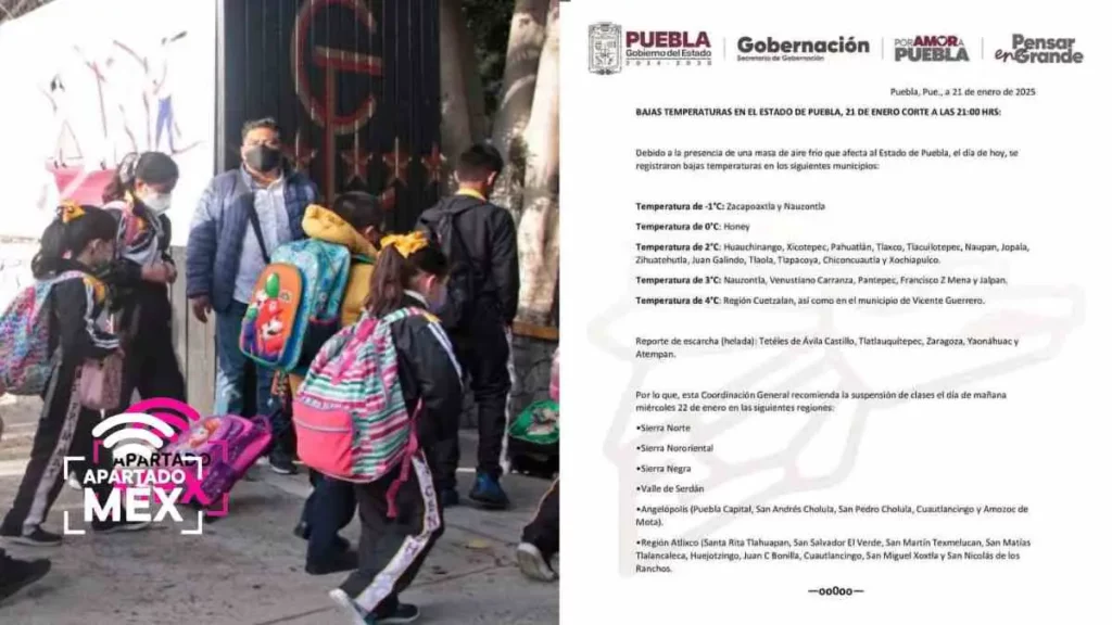 ¡Hoy no hay clases! SEP las suspende en Puebla por frente frío 24