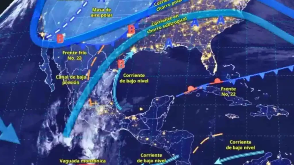 Frente Frío 23 provoca lluvias y fuertes vientos en México