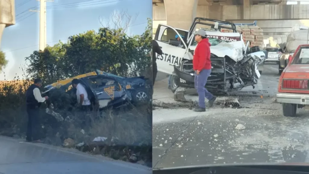 Fuerte accidente paraliza la autopista México-Puebla: patrulla y taxi involucrados