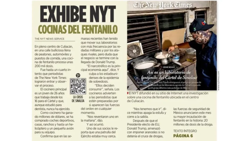 The New York Times publicó que se puede producir fentanilo en una cocina común y corriente