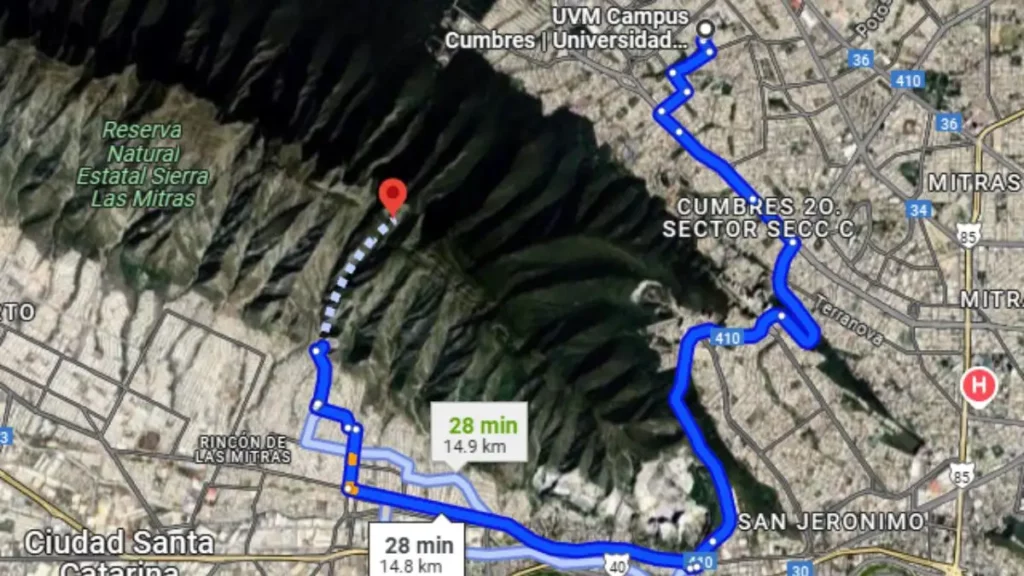 El Cerro de las Mitras se encuentra a 15 km de la UVM, lugar donde fue vista con vida por última vez Ana Carolina