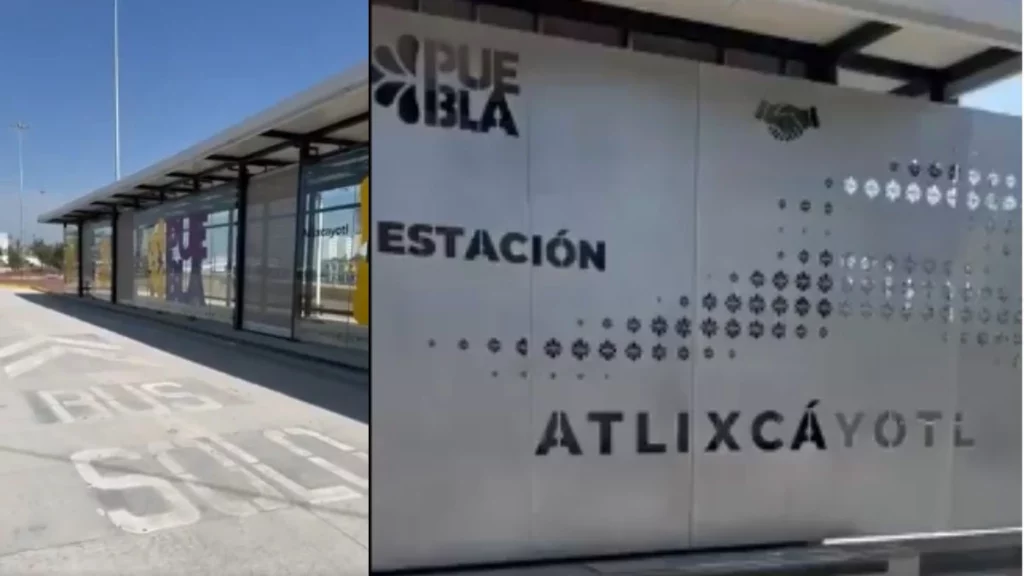 Imposible abordar esta parada recíen construída del Metrobús en Puebla